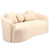 Canapé 3 places incurvé en tissu bouclette beige