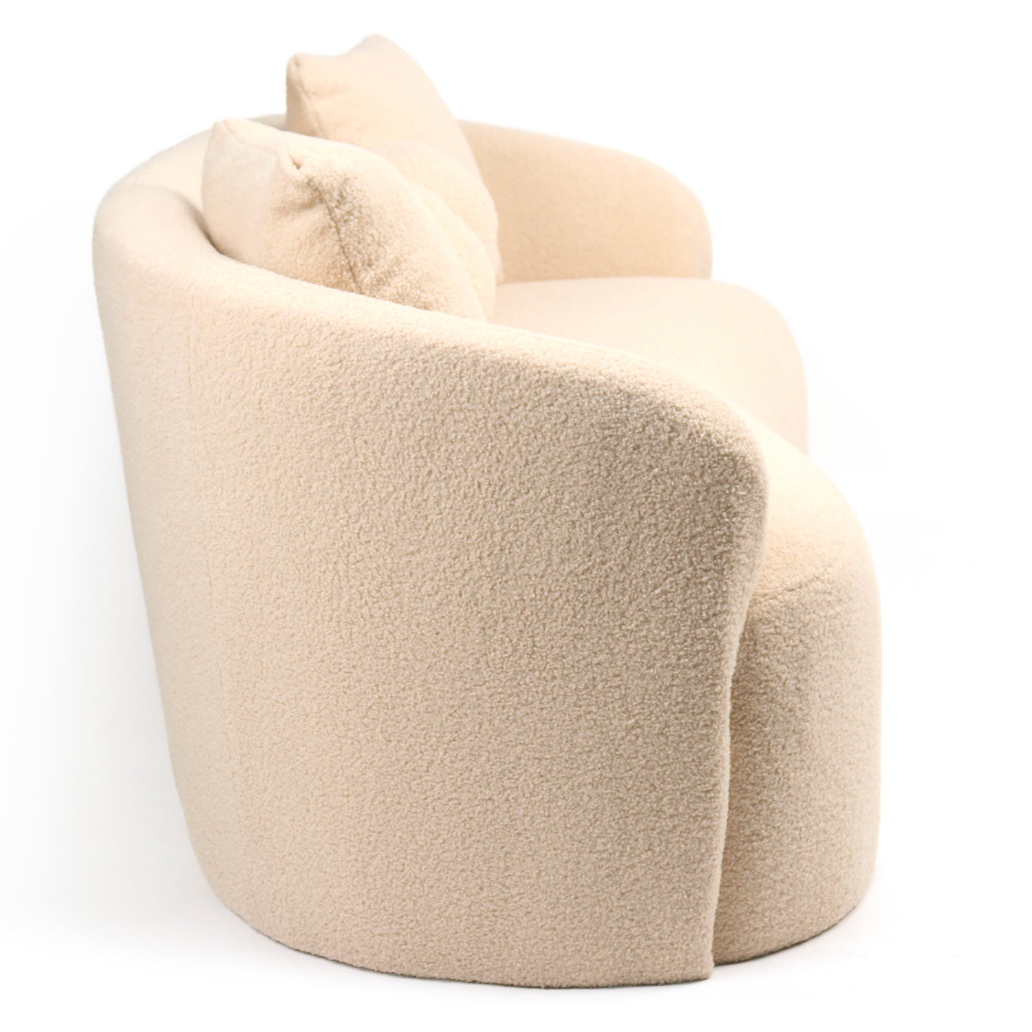Canapé 3 places au design élégant et incurvé Alex Tissu bouclette Beige