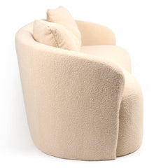 Canapé 3 places au design élégant et incurvé Alex Tissu bouclette Beige