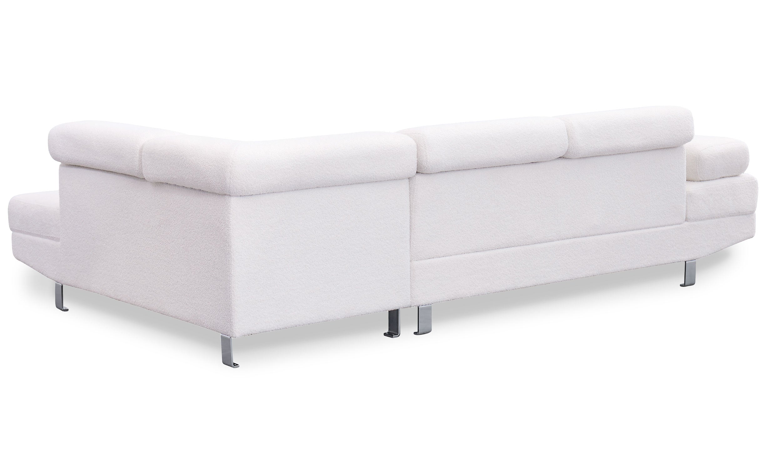 Canapé d'angle à droite avec têtières relevables Alfa Tissu Bouclette Crème
