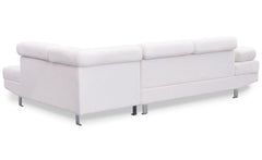 Canapé d'angle à droite avec têtières relevables Alfa Tissu Bouclette Crème
