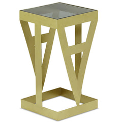 Ensemble de 3 tables d'appoint en verre fumé et métal or