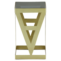 Ensemble de 3 tables d'appoint en verre fumé et métal or