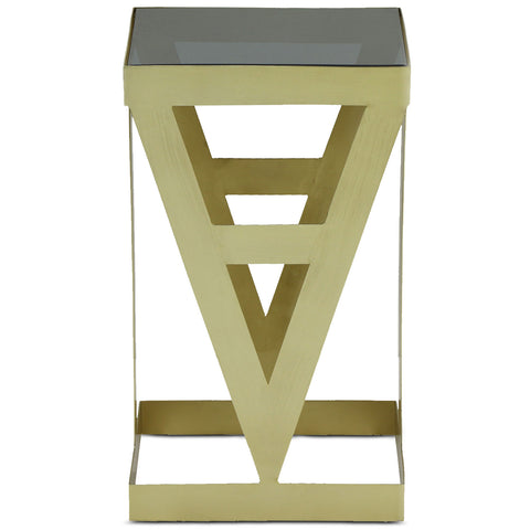 Ensemble de 3 tables d'appoint en verre fumé et métal or