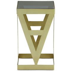 Ensemble de 3 tables d'appoint en verre fumé et métal or