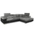 Canapé d'angle convertible avec têtières ajustables en simili cuir noir et tissu gris foncé