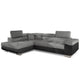 Canapé d'angle convertible Alixto en simili noir et tissu gris foncé avec têtières réglables