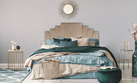 Tête de lit en velours Avera taupe 140 cm