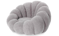 Fauteuil coquillage Basha tissu bouclette gris