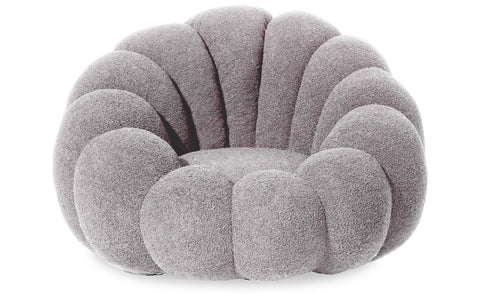 Fauteuil coquillage Basha tissu bouclette gris