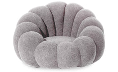 Fauteuil coquillage Basha tissu bouclette gris