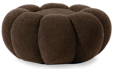 Pouf design fleur Arielina Tissu bouclette Marron