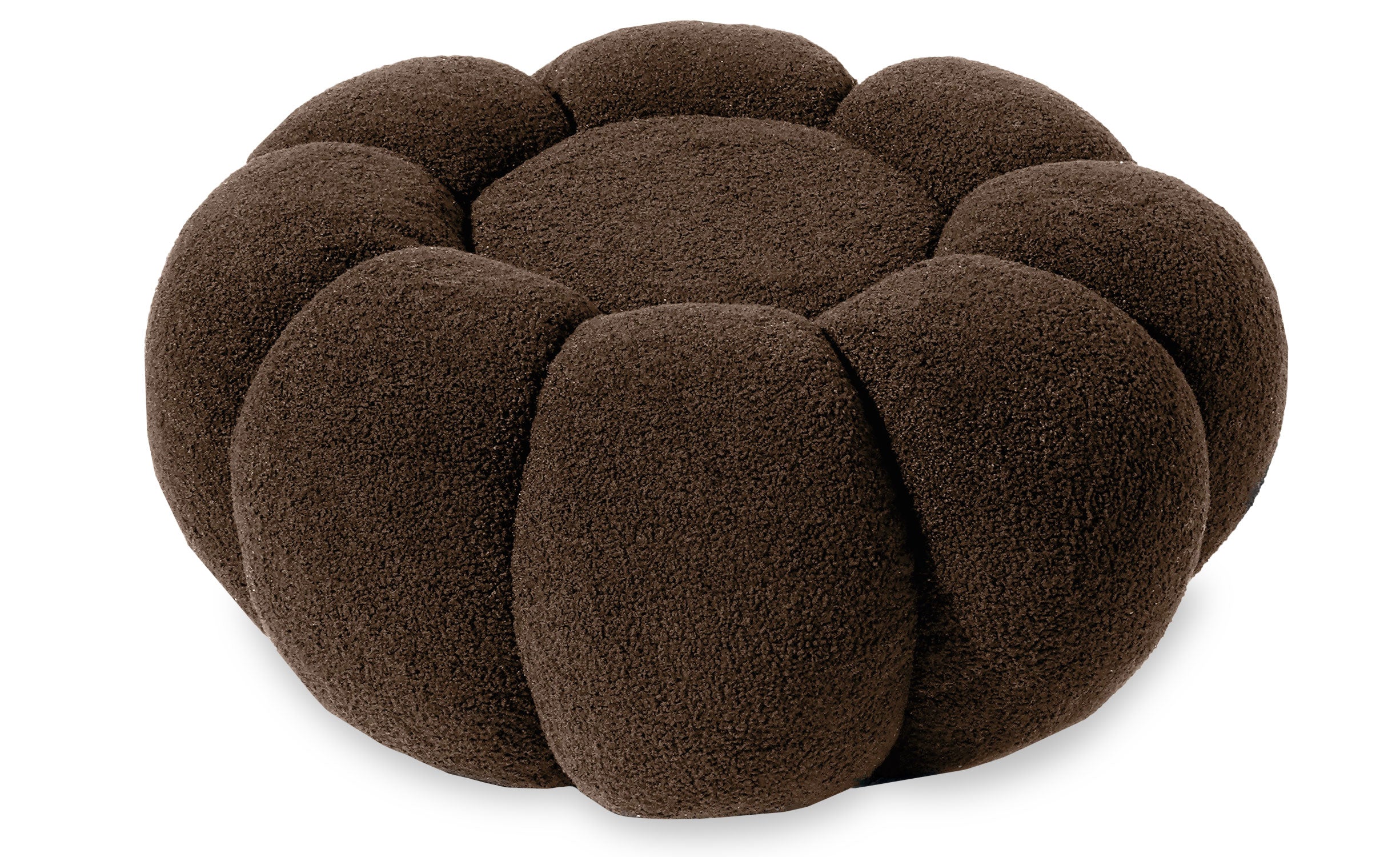 Pouf design fleur Arielina Tissu bouclette Marron