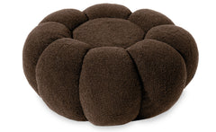 Pouf design fleur Arielina Tissu bouclette Marron