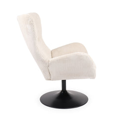 Fauteuil pivotant Cernel velours côtelé beige