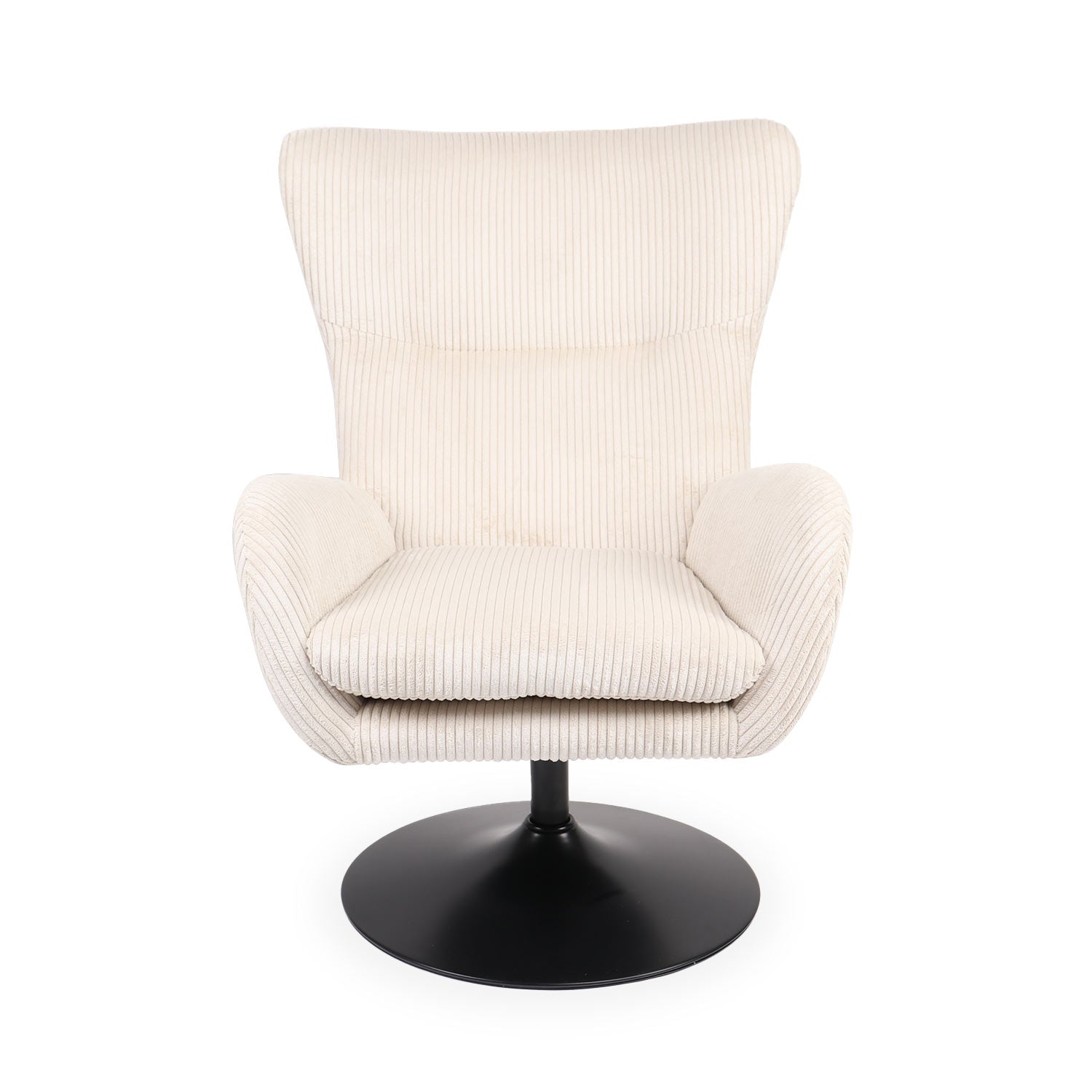 Fauteuil pivotant style bergère Arthuro Velours côtelé Beige