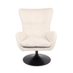 Fauteuil pivotant style bergère Arthuro Velours côtelé Beige