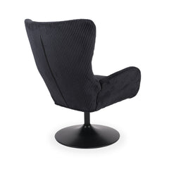 Fauteuil pivotant Cernel en velours côtelé noir
