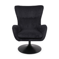 Fauteuil pivotant Cernel en velours côtelé noir