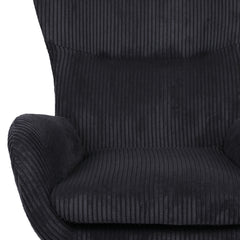 Fauteuil pivotant Cernel en velours côtelé noir