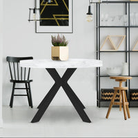 Table ronde extensible noire effet marbre
