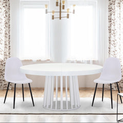 Table extensible ovale Avintos M.D.F blanc