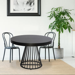 Table ronde extensible noire avec rallonges