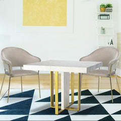 Table extensible Teresa Gold effet marbre pieds en métal doré