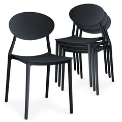 Lot de tabourets empilables Aquitar en polypropylène noir