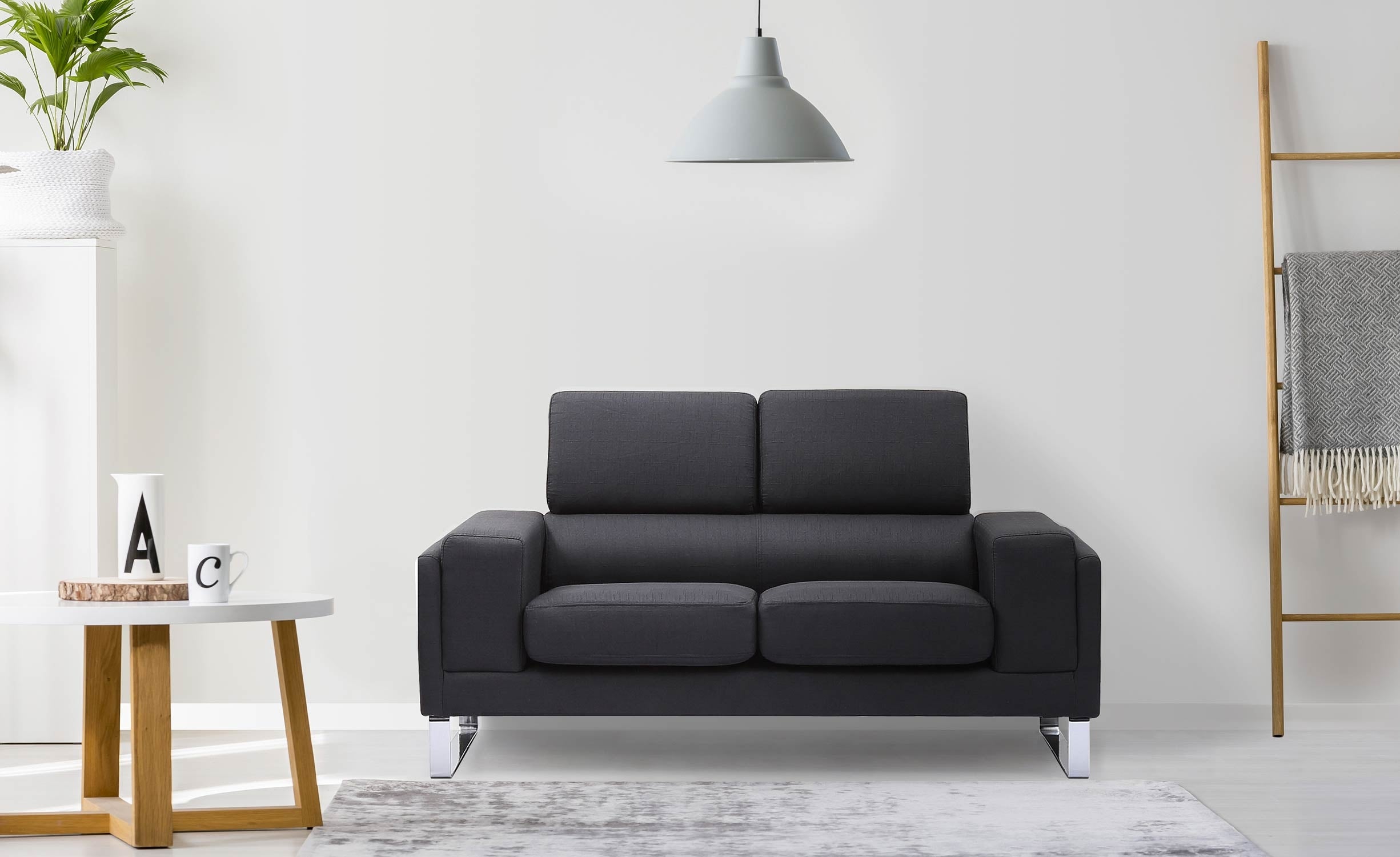 Canapé Barth 2 places en tissu Noir