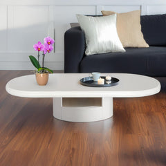 Table basse ovale avec tiroirs 60x120cm Barket Blanc