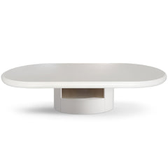 Table basse ovale avec tiroirs 60x120cm Barket Blanc