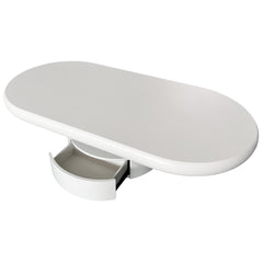 Table basse Cilya ovale avec tiroirs 60x120 cm blanc