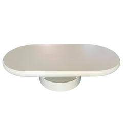 Table basse avec tiroirs Cilya ovale 60x120cm Crème