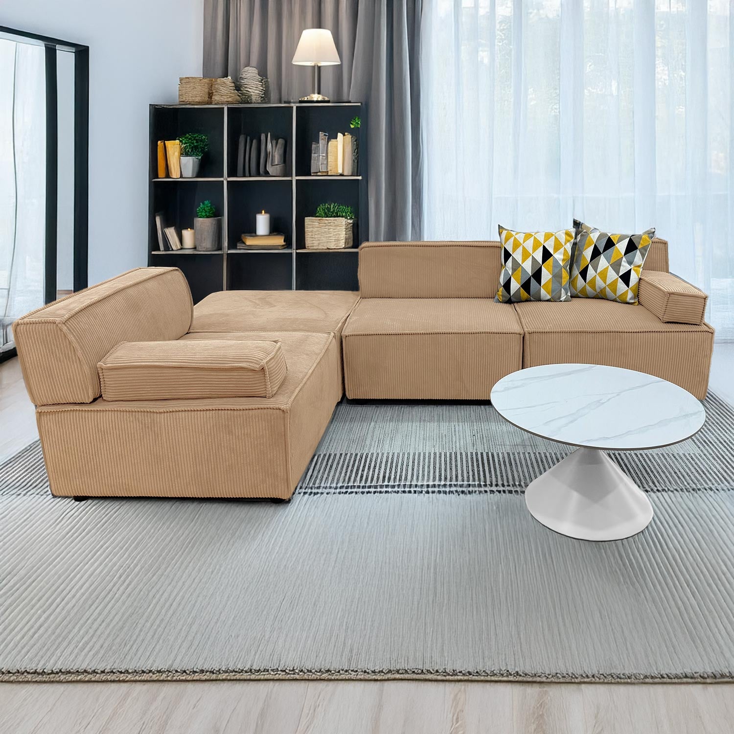 Canapé modulable Benoit Velours côtelé Beige