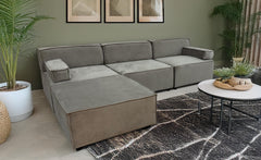 Canapé modulable Celinda taupe grisé en velours