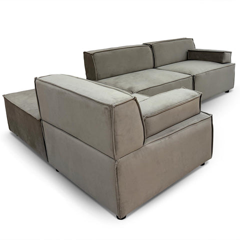 Canapé modulable Celinda taupe grisé en velours