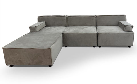 Canapé modulable Celinda taupe grisé en velours