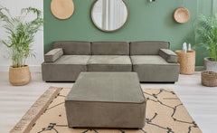 Canapé modulable Celinda taupe grisé en velours