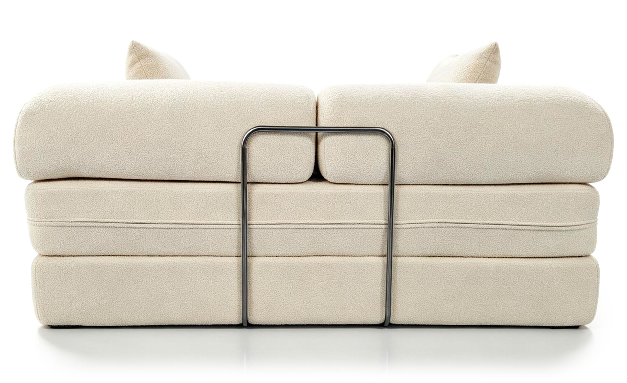 Canapé 2 places convertible et modulable Bergerac Tissu bouclette Crème