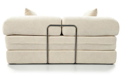 Canapé 2 places convertible et modulable Bergerac Tissu bouclette Crème