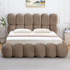 Lit-coffre Carlin avec sommier relevable 180x200cm velours taupe