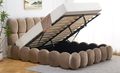 Lit-coffre Carlin design boule avec sommier relevable 140x190cm velours taupe