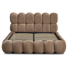 Lit-coffre Carlin avec sommier relevable 180x200cm velours taupe