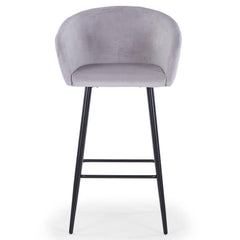 Lot de 4 chaises de bar Asil en velours gris