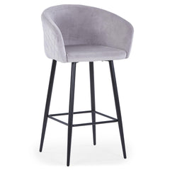 Lot de 4 chaises de bar Asil en velours gris