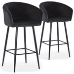 Lot de 2 chaises de bar Bobby en velours noir