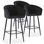 Lot de 3 chaises de bar en velours noir Bobby