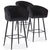 Lot de 3 chaises de bar en velours noir Bobby