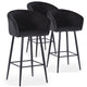 Lot de 3 chaises de bar en velours noir Bobby